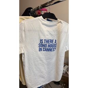 Soho House Cannes Graphic Tee‎ White Blue Short Sleeve Casual Women's Top